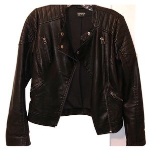 Faux leather moto jacket.